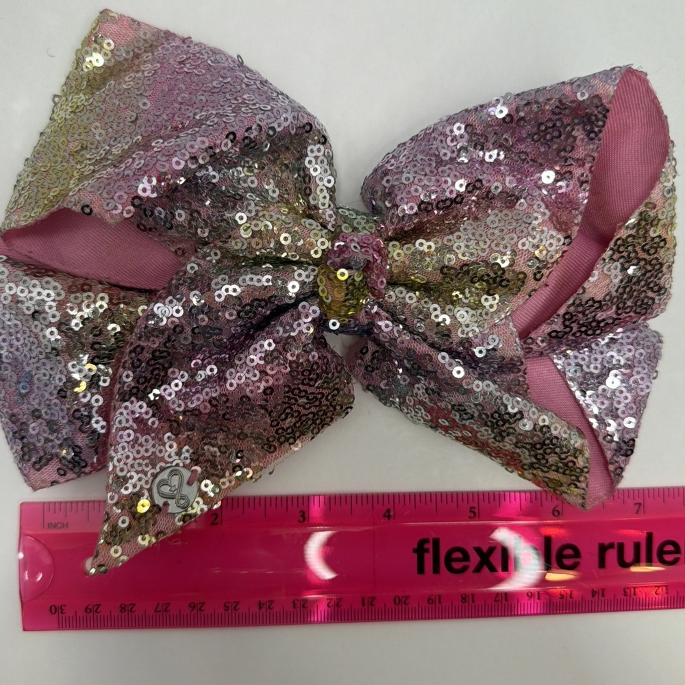 JoJo Siwa Bow RAINBOW SEQUIN PASTEL Signature Hair Bow  Preowned